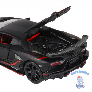 Машинка инерционная металлическая 1:32 Lamborghini SVJ цвет черный со светом и звуком