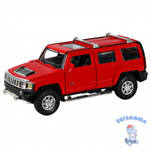 Машинка инерционная металлическая 1:32 Hummer H3 цвет красный со светом и звуком