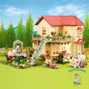 Sylvanian families большой дом со светом и мебелью