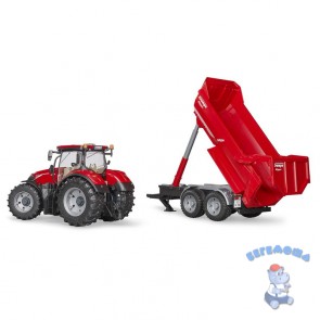 Трактор Case IH Optum 300 CVX с прицепом Krampe Tandem-Halfpipe