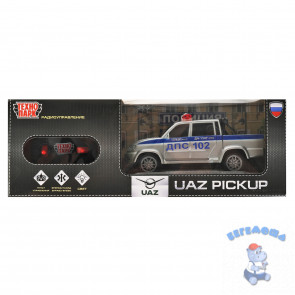 Машина на радиоуправлении Технопарк UAZ Pickup Полиция 20 см, свет, серый