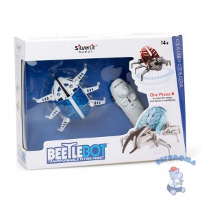 Игрушечный робот Жук летающий белый с синими крыльями