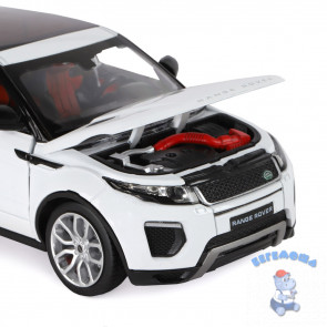 Машинка металлическая 1:24 Land Rover Range Rover Evoque HSE 2017 цвет белый со светом и звуком