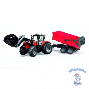 Трактор Massey Ferguson 7480 с погрузчиком и прицепом