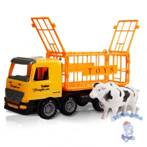 Фрикционный автомобиль Грузовик для перевозки животных 33 см