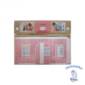 Набор для интерьера кукольного домика Обои и ламинат, розовый