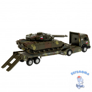 Набор военной техники с инерционным механизмом Трейлер с танком на прицепе Технопарк СТ1061(SL556-ТАNК)