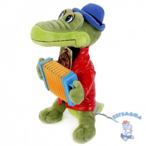 Мягкая игрушка Крокодил Гена 24см с аккордеоном озвученная