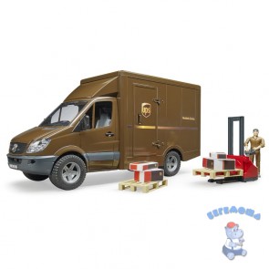 Mercedes-Benz Sprinter фургон UPS с фигуркой, погрузчиком и аксессуарами Bruder