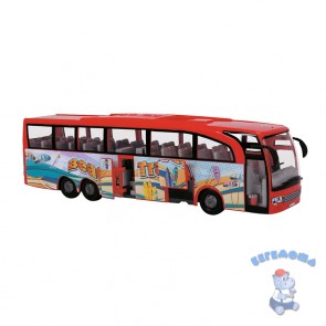 Туристический автобус фрикционный красный 30 см