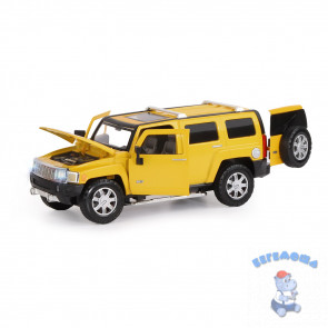 Машинка металлическая 1:24 Hummer H3 цвет желтый со светом и звуком