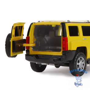 Машинка металлическая 1:24 Hummer H3 цвет желтый со светом и звуком