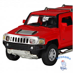 Машинка инерционная металлическая 1:32 Hummer H3 цвет красный со светом и звуком
