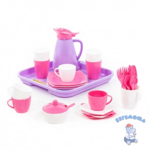 Набор детской посуды Алиса с подносом на 4 персоны Pretty Pink