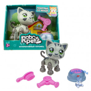 Интерактивная игрушка Robo Pets Милашка котенок серый