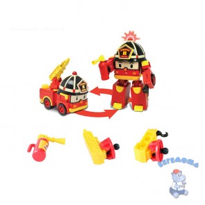 Робот-трансформер Рой 10 см и костюм супер пожарного (Robocar Poli)