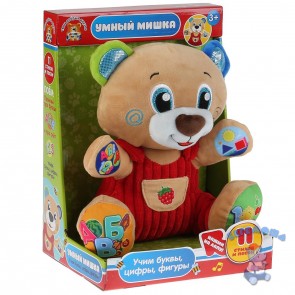 Интерактивная мягкая игрушка Медведь Учим цифры буквы формы 25 см