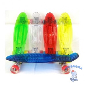 Скейтборд прозрачный со светящимися колесами