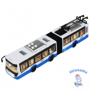 Модель инерционная ТехноПарк Городской Троллейбус со светом и звуком, ТRОLLRUВ-30РL-ВUWН