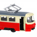 Трамвай инерционный металлический 1:90 цвет красный со светом и звуком